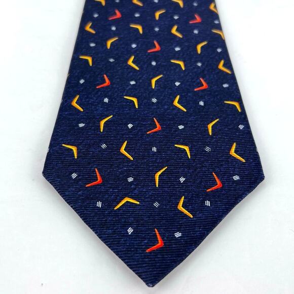 EUC BVLGARI 7-Fold Dark Blue Geometric Tie 100% Silk Made In Italy Designer